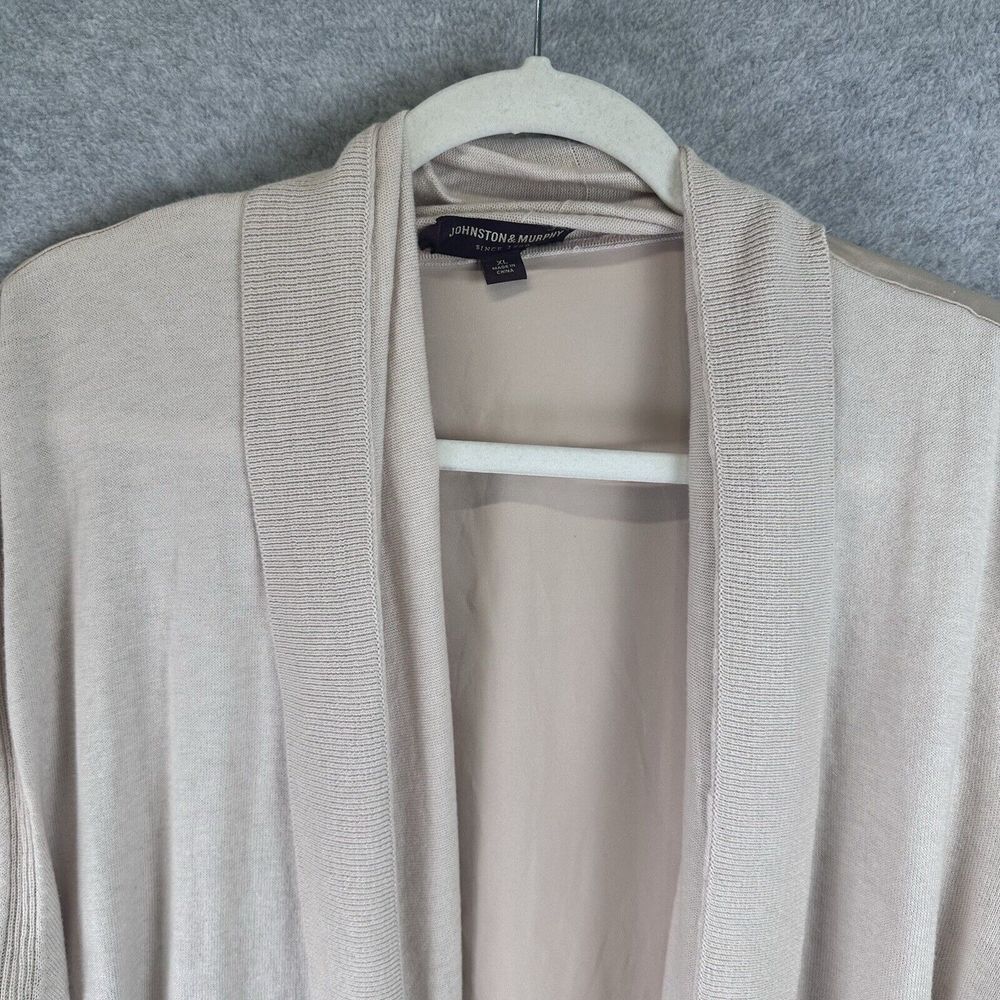 Cotton Wool Blend Tunic Cardigan Sz XL Beige Neutral Knit Open Front Long Sleeve - Picture 3 of 10
